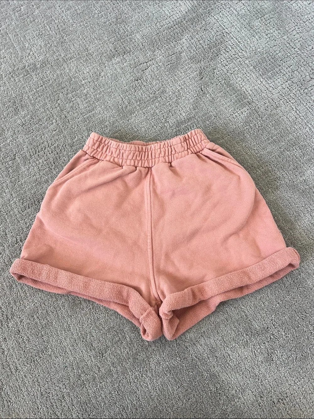Women’s Dusty Pink Terry Athletic Shorts with Elastic Waistband